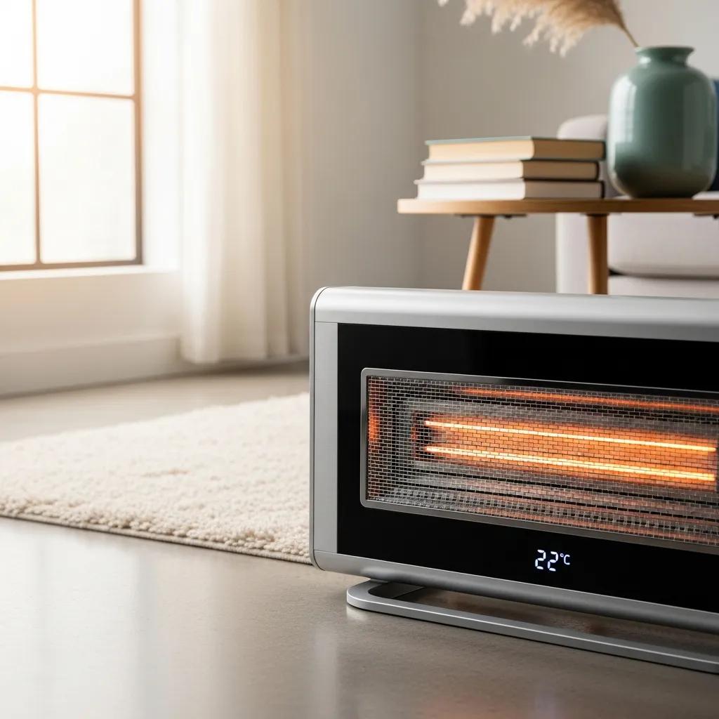 Winter Electrical Safety: Protect Your Home from Hazards 2 A space heater placed safely in a living room with clearances